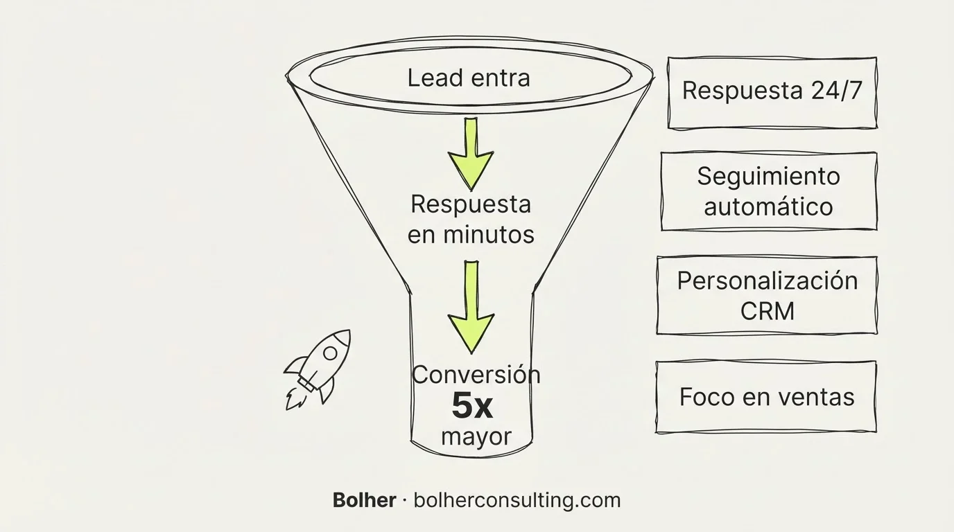 Infografía sobre el impacto de la velocidad de respuesta en la conversión de leads.