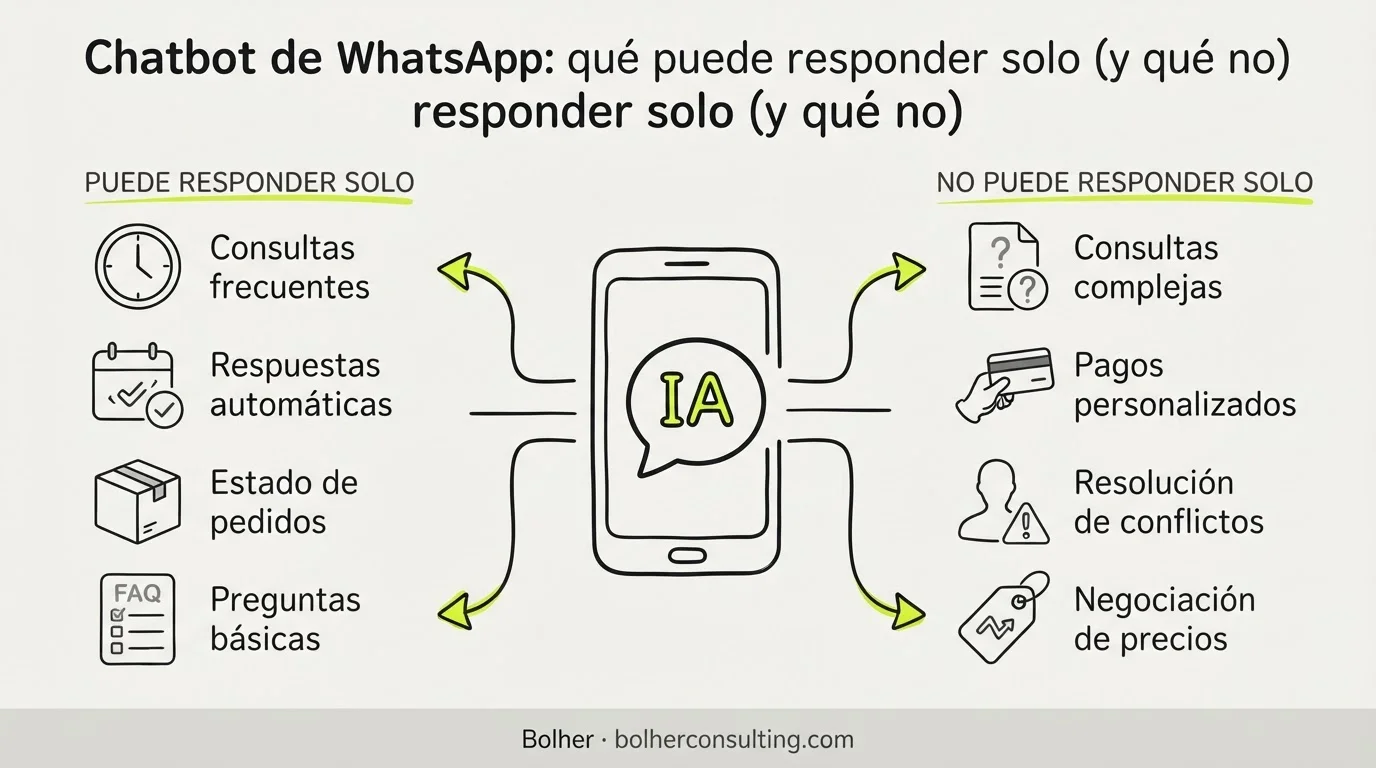 Chatbot de WhatsApp: qué puede responder solo (y qué no)