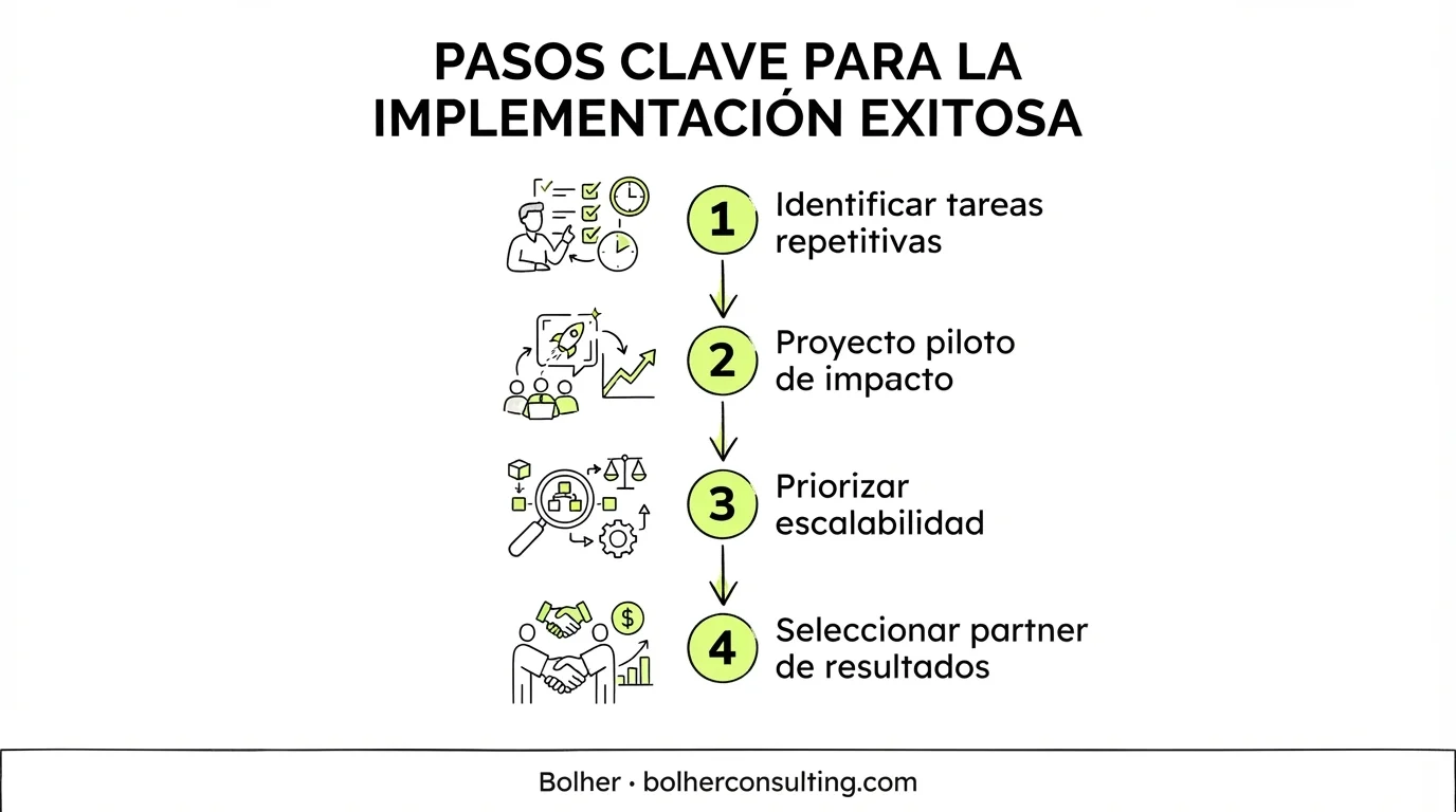 Pasos estratégicos para comenzar la automatización en la empresa según Bolher.