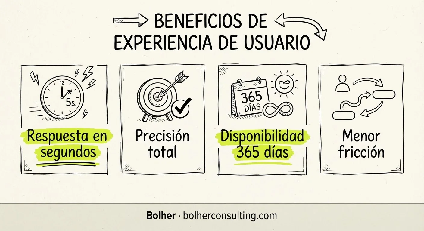Infografía de beneficios en experiencia de usuario al automatizar el filtrado de leads.