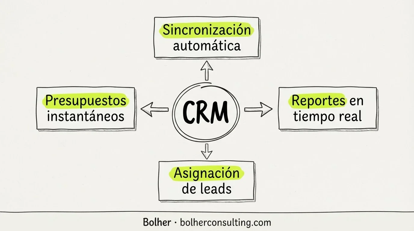 Infografía sobre las funciones automáticas de un CRM en un funnel