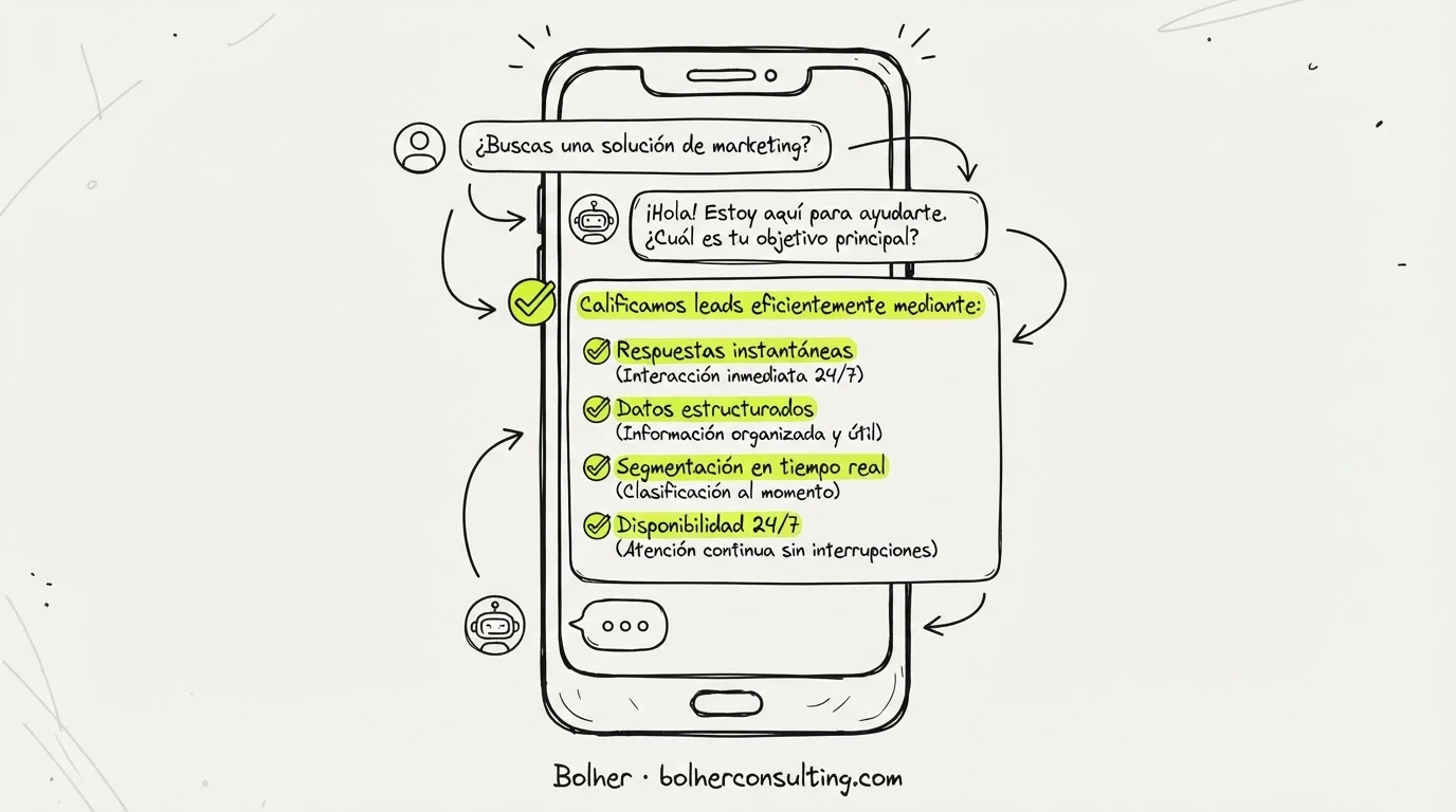 Automatización de WhatsApp para cualificación de leads 24/7.
