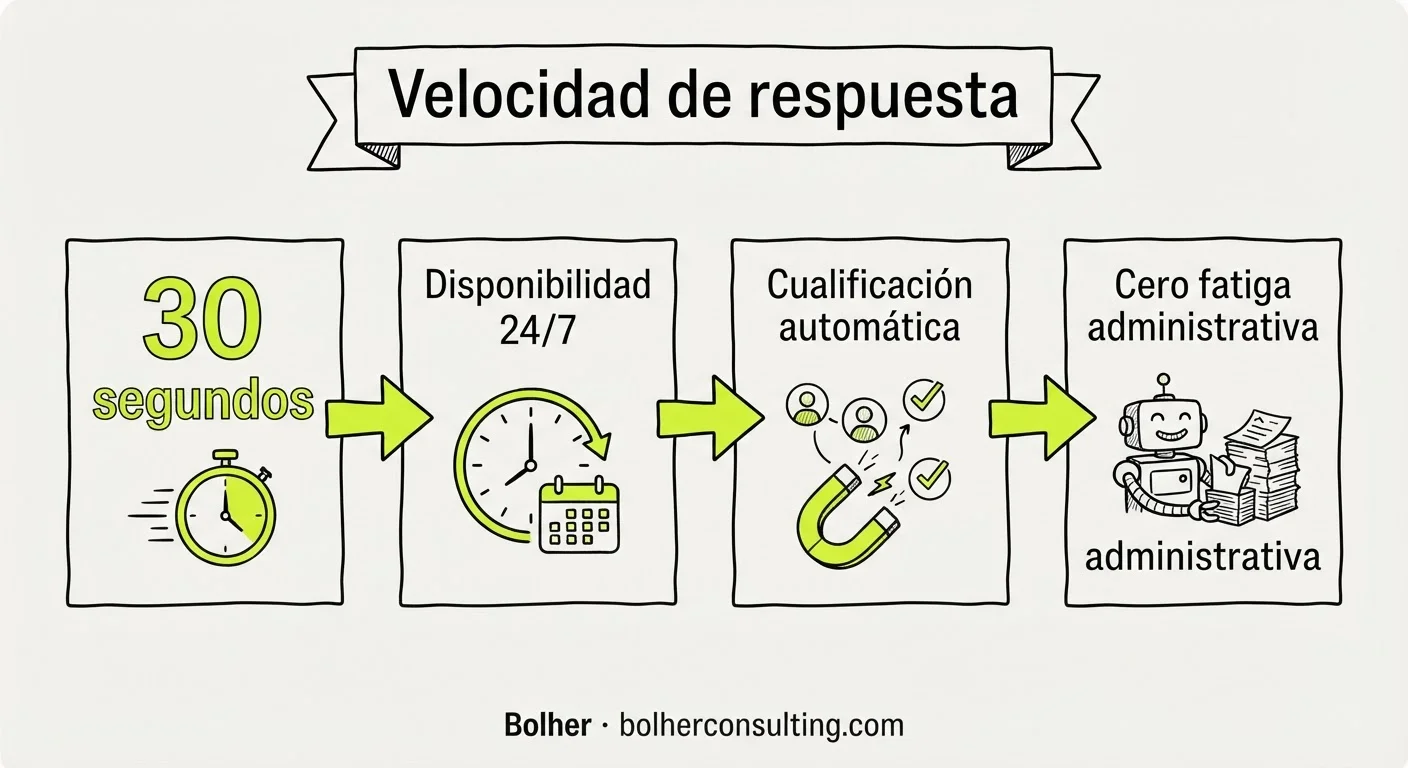Infografía con beneficios de la respuesta rápida en inmobiliarias