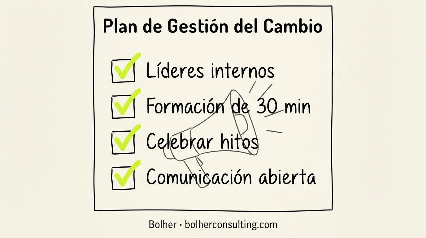Estrategia de gestión del cambio en la empresa al implementar Odoo.