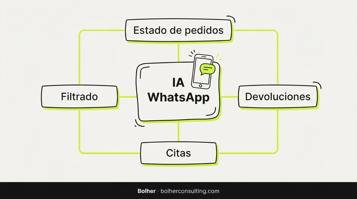 Infografía de chatbot de WhatsApp para automatización de consultas frecuentes en pymes.