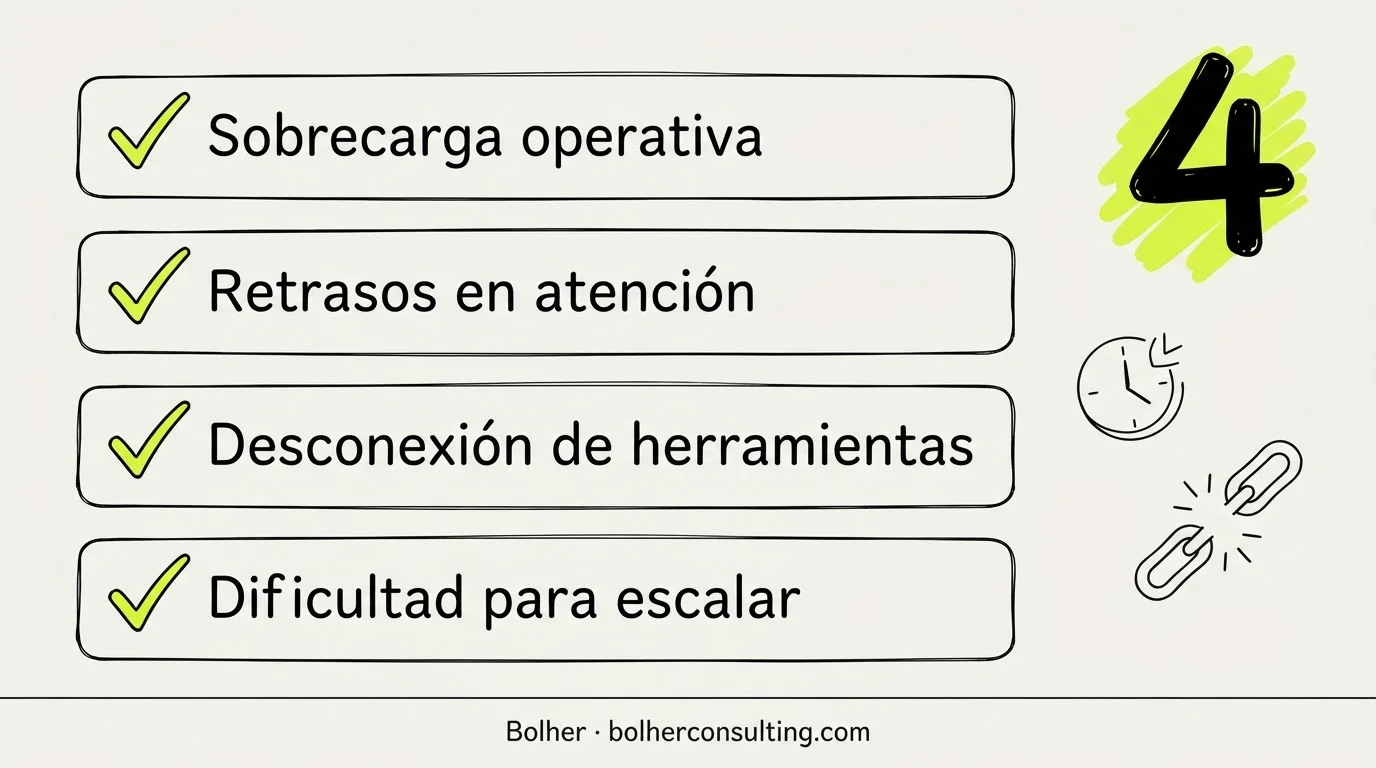 Señales para contratar consultoría de inteligencia artificial: sobrecarga, retrasos y dificultad de escala.