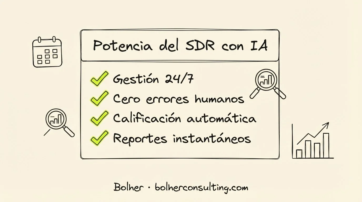 Beneficios operativos de implementar un SDR con IA en ventas.